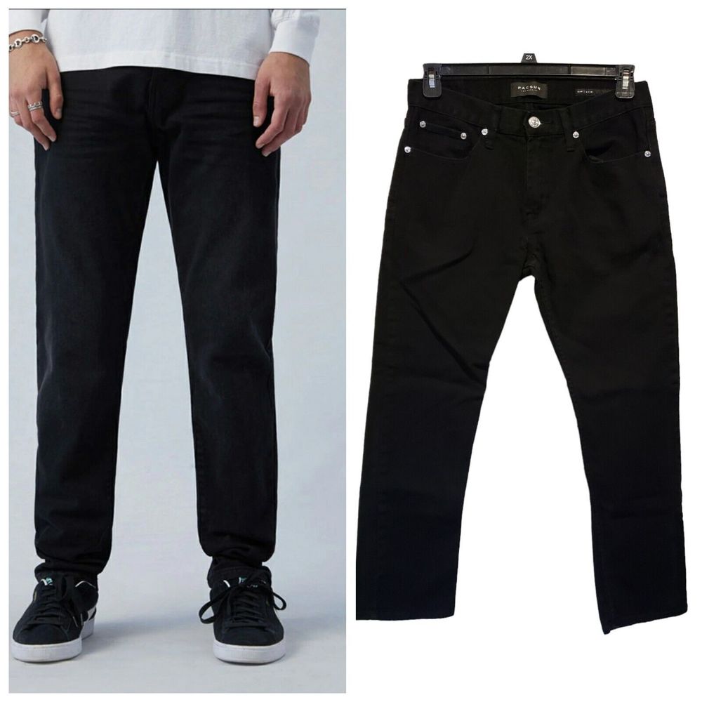 Pacsun Jeans Mens 30x30 Black Slim Fit Tapered Leg Stretch
